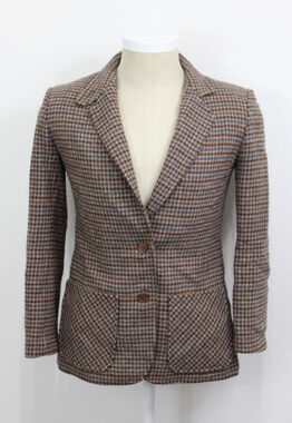 Vintage Pendelton Knockabouts Blazer Brown Plaid Jacket Wool Women's Size 8